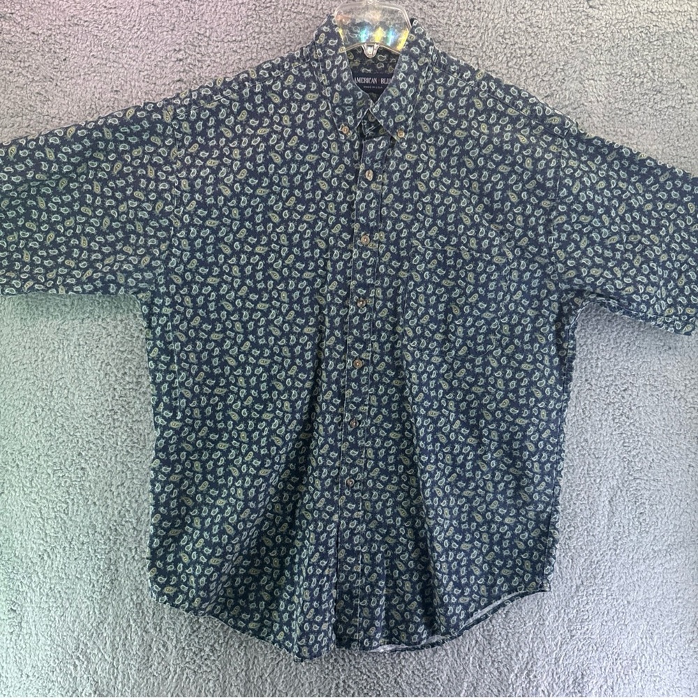 American Blue Men’s Short Sleeve L Paisley All Over Print Made in USA Vintage